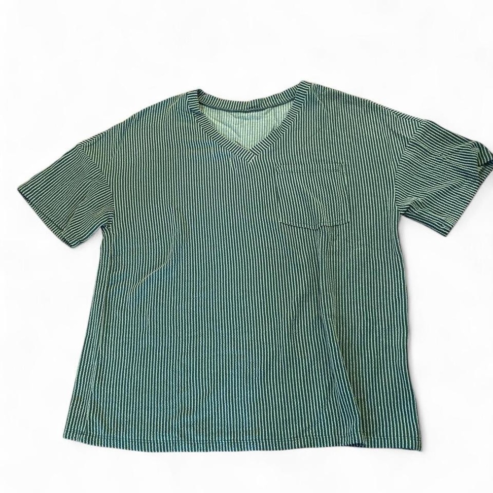 Striped Green V-Neck Women’s T-shirt